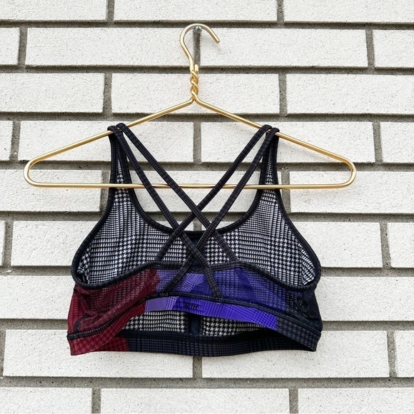 Peloton WITH Wear It To Heart Topsy Turvy Bra Houndstooth Red Purple Black - Picture 2 of 8